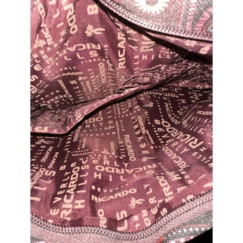 Ricardo Beverly Hills Paisley Travel Tote Bag Large Shoulder Carry On Burgundy